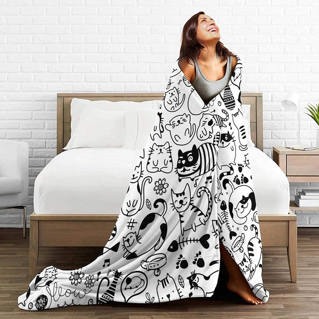 Funny Cat Lightweight Flannel Fleece Soft Throw Blanket for Teens Boys Girls Living Room Bedroom Couch Bed Sofa Travel Camping