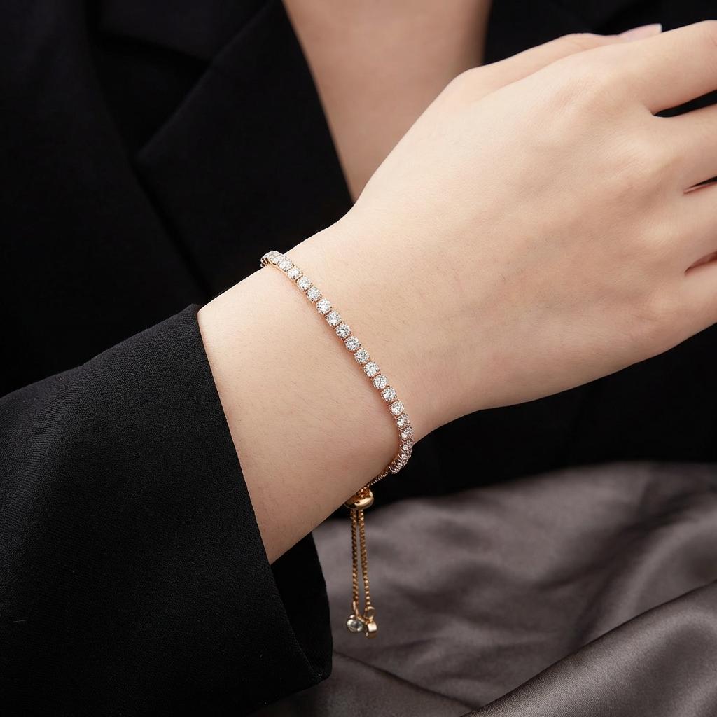 Sparkling Zircon Tennis Bracelets for Women Fashionable Crystal Chain Hand Bracelet Trend Party Engagement Wedding Charm Jewelry