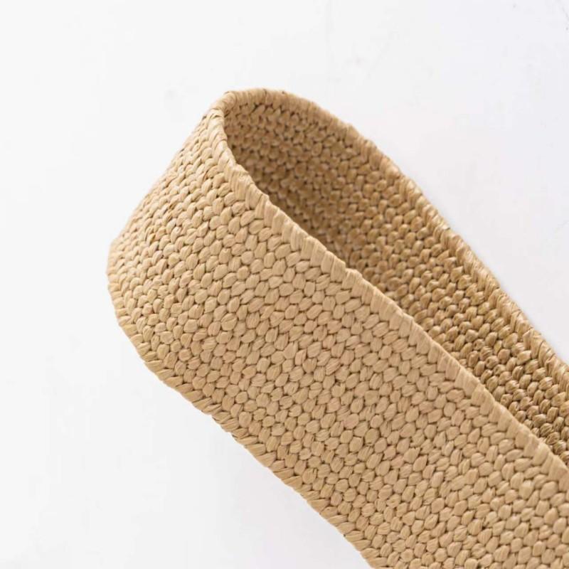 Striped elastic waistband for women's fashion square buckle elastic weaving bohemian PP grass wide waistband