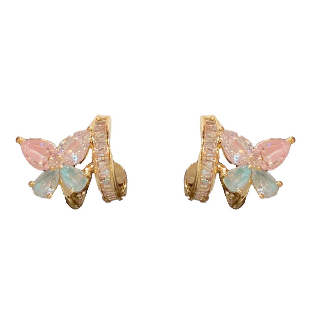 Elegant Zirconia Enamel Butterfly Stud Earrings – Unique, Shiny Design for Women