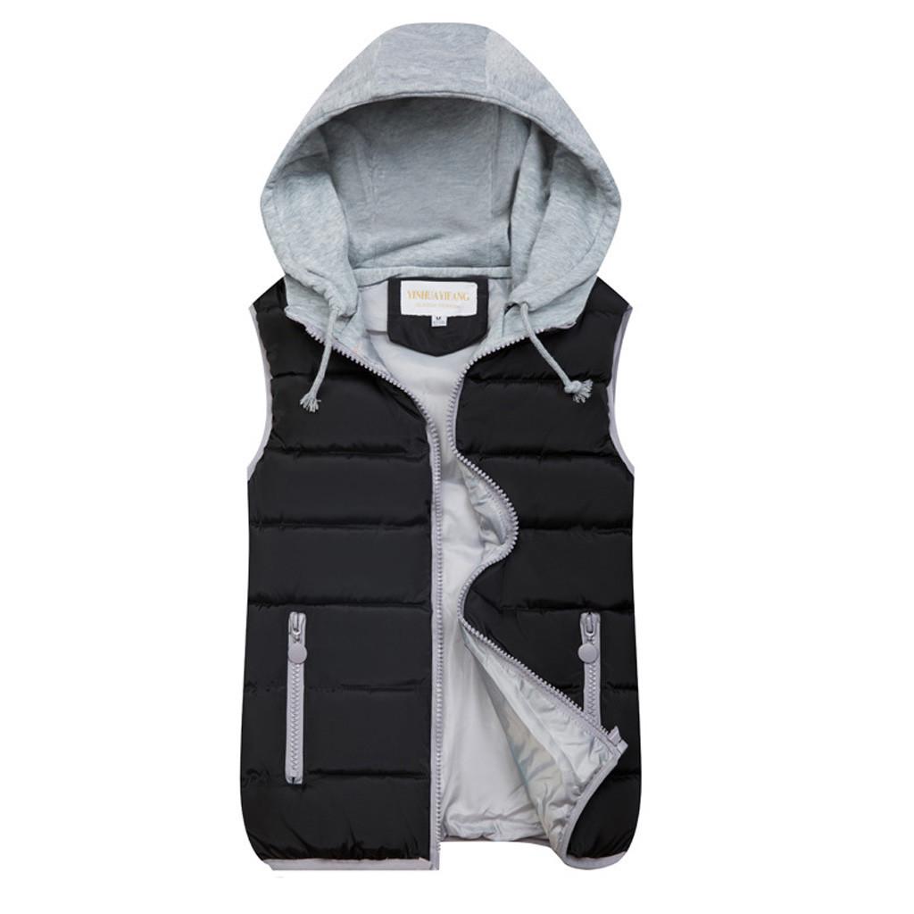 10 Colors Fashion Women Hooded Warm Cotton Padded Waistcoat Sleeveless Zipper Basic Coat