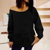 2025 Casual European & American Solid Color Women's Off-Shoulder Sweatshirt
