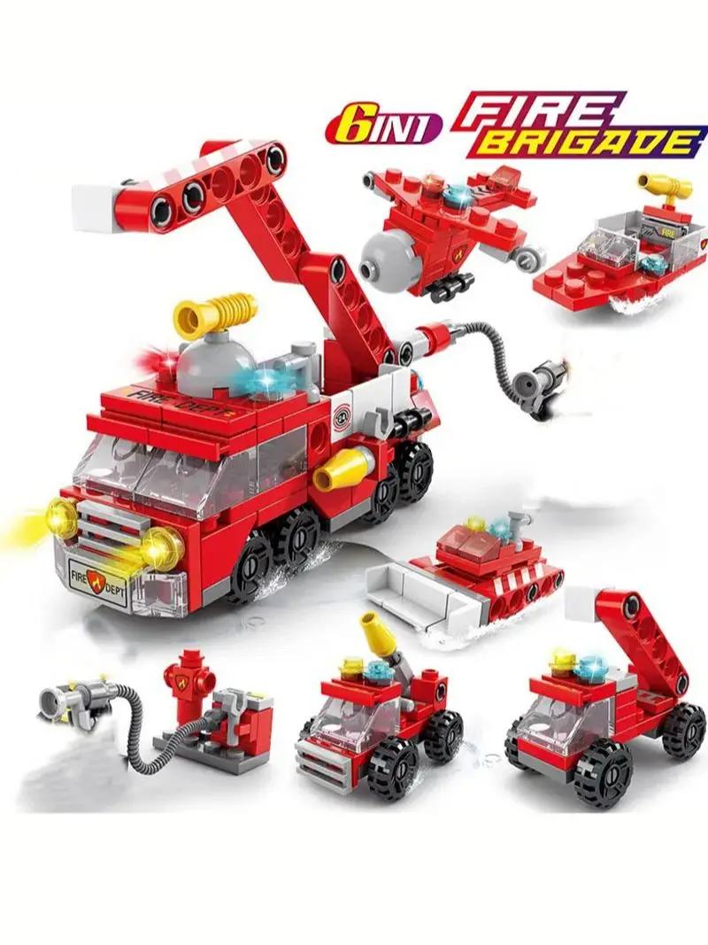 

142Pcs City Fire Truck Fighting Building Blocks Sets Brigade Car Compact Particles Bricks DIY Learning-Focused Playthings ideal for
