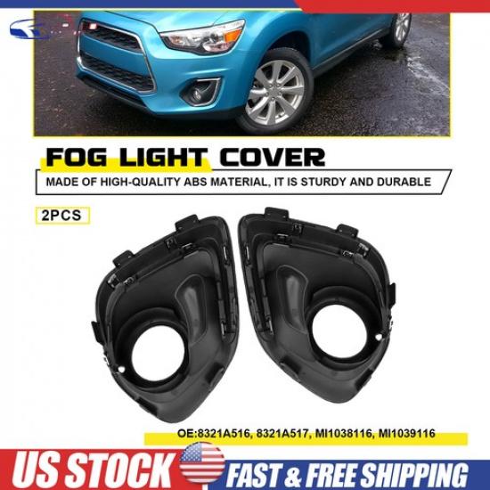 2x For 2013-15 Mitsubishi Outlander Fog Light Lamp Bumper Cover Bezel Left+Right