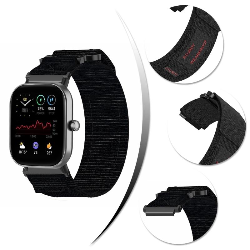 Verstellbare Nylon-Canvas-Uhrenarmbänder, Sportliches Armband für 18mm 20mm Smartwatches