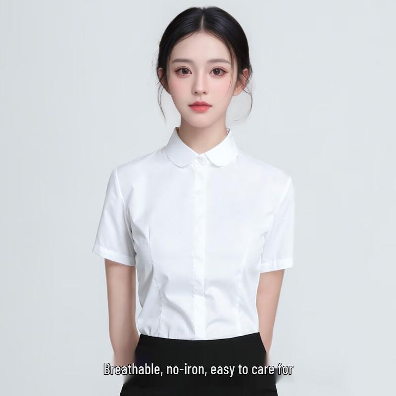 Women s Non-Iron Short-Sleeve Doll Collar Shirt L
