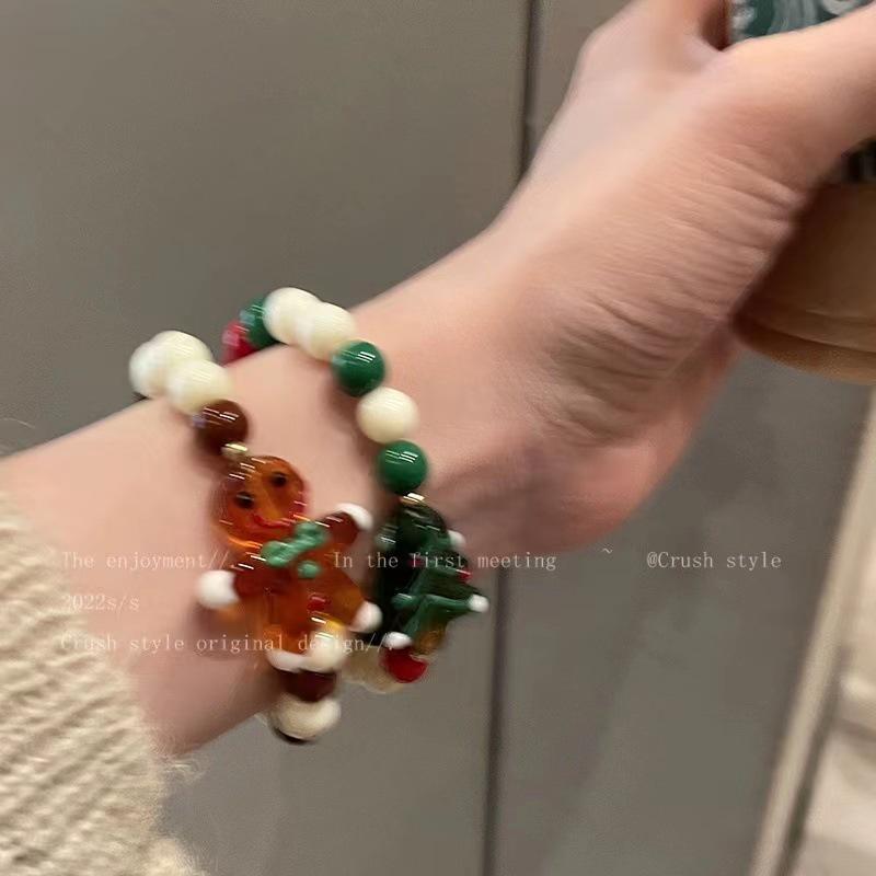 Bracelet de Noël en Pain d'Épices - Design Festif Bijou de Main