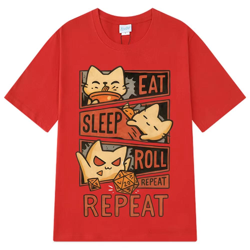Whimsical Cat Dungeons & Dragons Funny Meme Graphic Print Women And Men Short‑Sleeve T-shirt