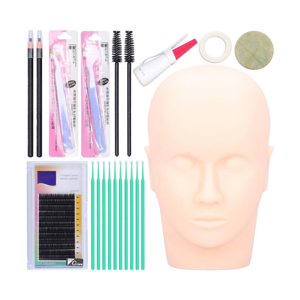 False Eyelash Extension Training Kit Mannequin Head Grafting Eyelashes Practice Tools Kit