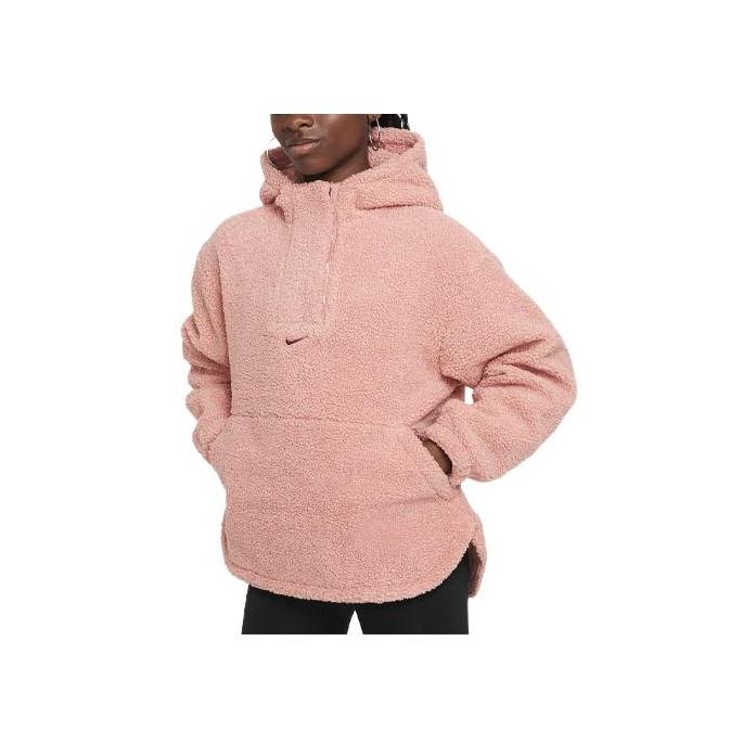 

Nike Флисовая куртка с капюшоном и длинным ворсом с однотонным логотипом, детская верхняя одежда розового цвета FN4783-618 XL