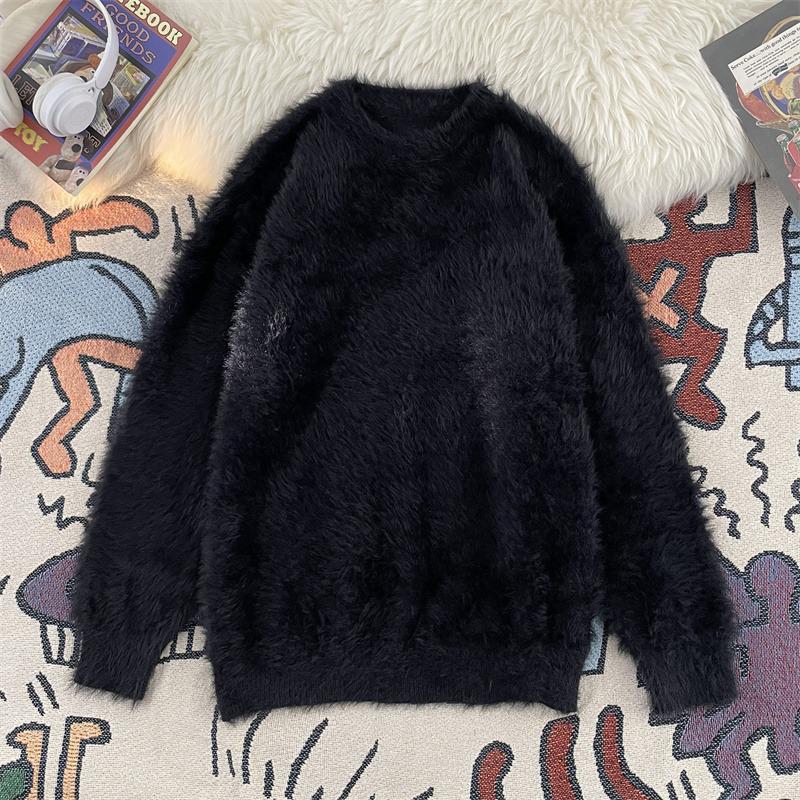 

Мужской пушистый свитер из шерсти с узором Морской еж - Модный высококачественный вязаный топ для осени/зимы Extra Large чёрный