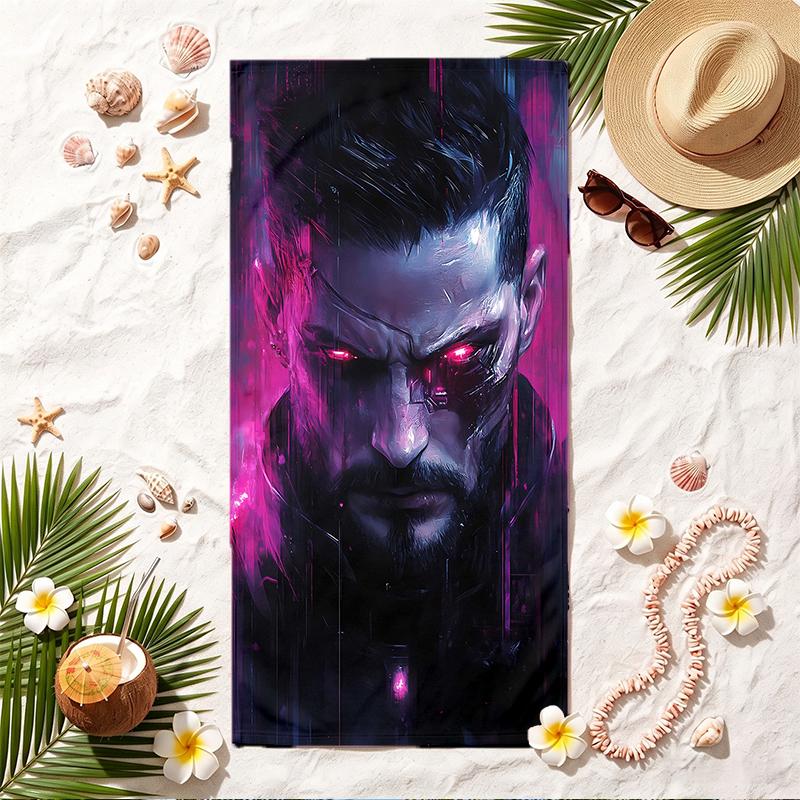 Cyberpunk Soft Beach Towel Stylish Beach Pool Towel for Summer Seaside Vacation Travel