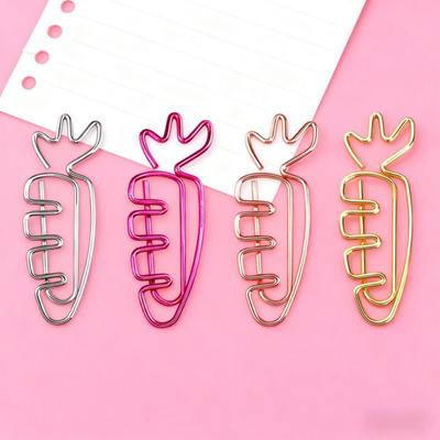 20pcs Students Stationery Carrot Shaped Paper Clips Cartoon Metal Metal Paperclip Cute Creative Paper Decorative Clip Paper