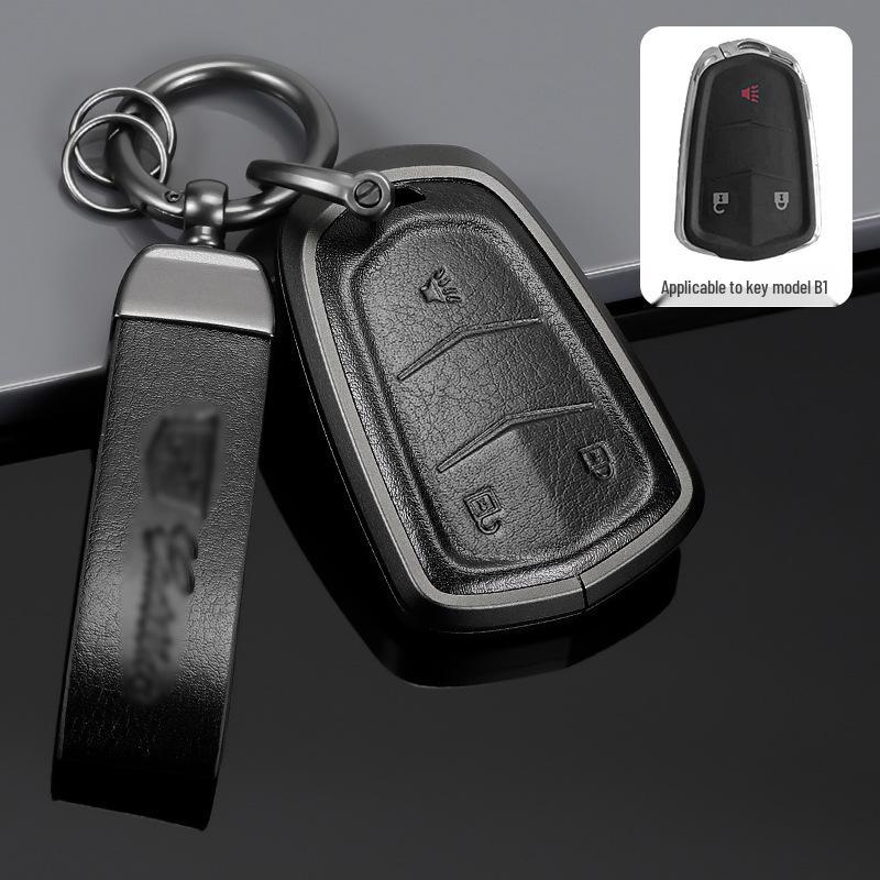 Genuine Leather Key Case for Cadillac XT5, CT5, XTS Key Fob - Unisex Design with Buckle