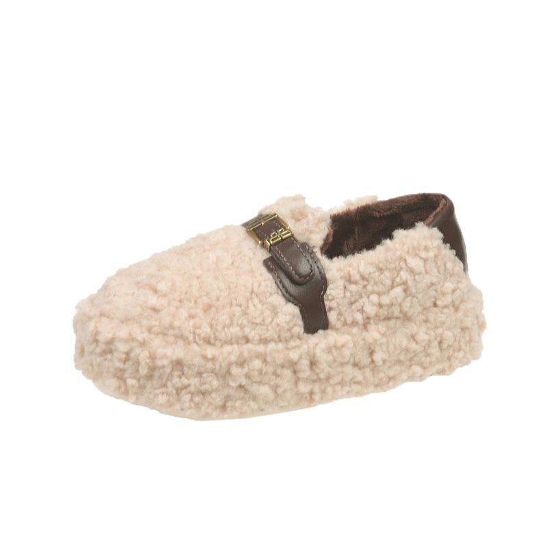 Modetofflor med tjock sula och fluff för kvinnor att bära hösten och vintern 2025, nya vardagliga bomullsskor med tjock sula och bomullsfoder