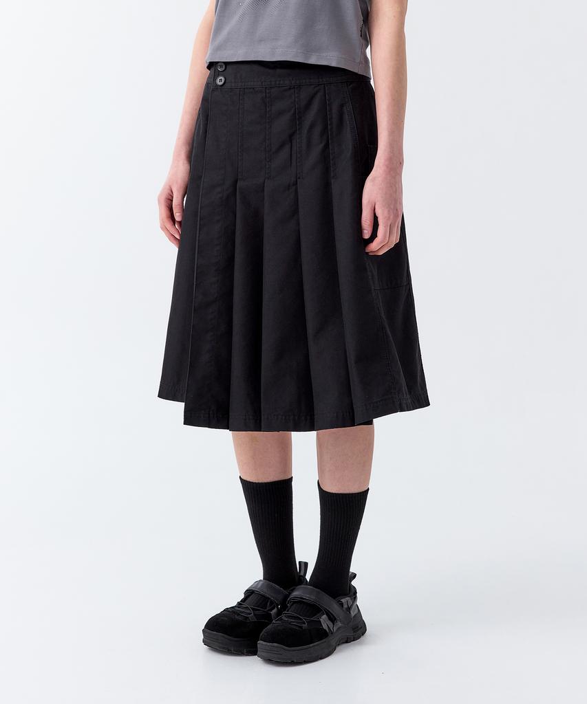 Odd Studio Layered Pocket Pleated Wrap Skirt - Black