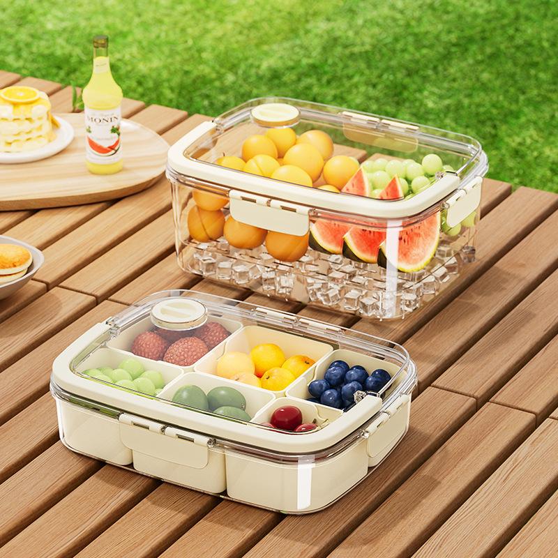 Outdoor Picnic Compartmentalised Food Grade Fruit Container Portable Convenient Crisper Kitchen Fridge Organiser