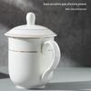 ONYLM Ceramic Office Mug with Gold Rim and Lid