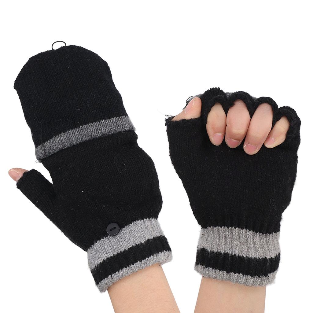1 Pair USB Heated Knitting Gloves Half and Full Finger Double Sided Heating Winter USB Thermal Gloves for Typewriting 5V