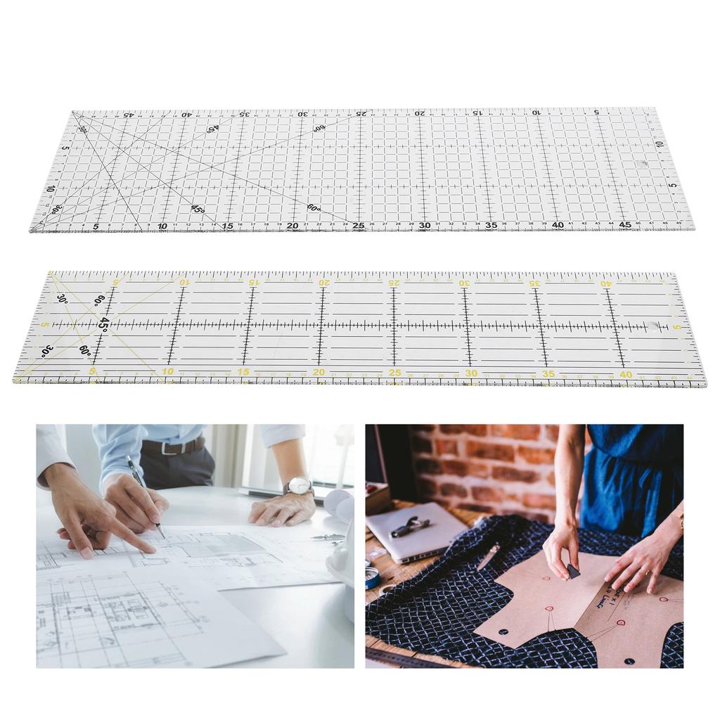 2Pcs Quilting Ruler MultiFunction Sewing Drawing Drafting Crafts Scale Measuring Tool