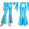 Girls Stage Competition Pants: Sparkling Metallic Fabric with Unique Split Bell-Bottom Hem for Dance & Pageant