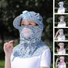 Outdoor Fan Cap Sunhat Strong Wind Cooling Sunshade Wide Brim Hollow Out Camping Hat Mesh Sun Protection Decorative Neck Headwear