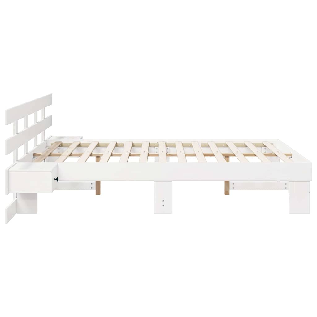Bed Frame with Headboard White 140 x 200 cm Solid Pine Wood