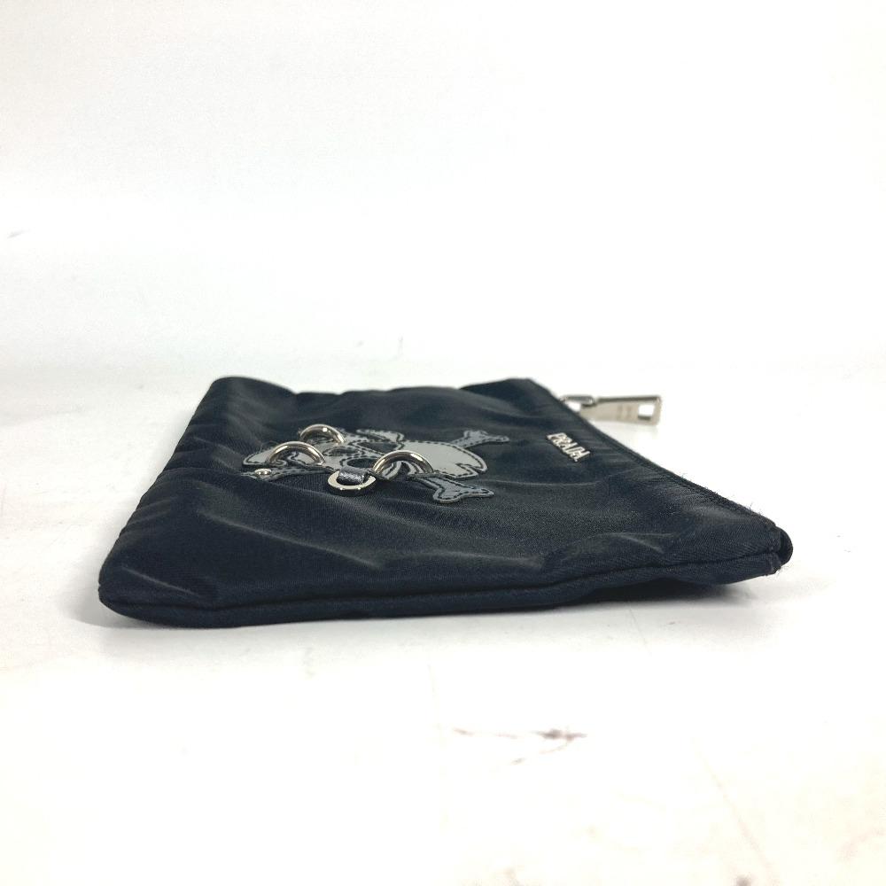 PRADA 2M1214 Makeup pouch Cosmetics Pouch Skull Clutch bag Pouch Nylon Black