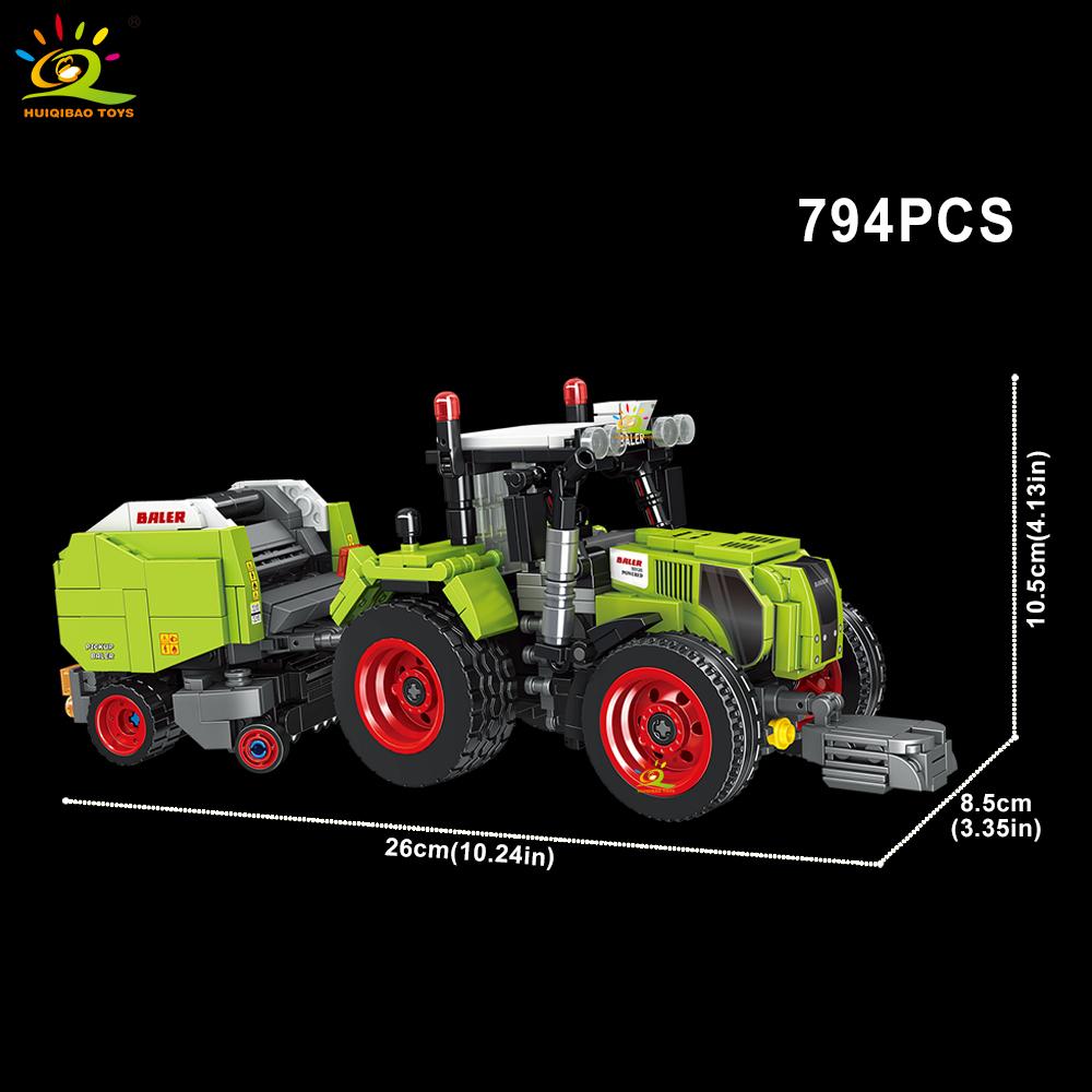 HUIQIBAO Model Camion Fermier Bloc de Construcție Tractor Cultivator Vehicul Combină MOC Cărămidă Mașină Jucărie de Construcție Oraș Pentru Copii