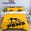 Pittsburgh Penguins Pattern Bedding Quilt Set  Home Decoration  Gift (1 * duvet cover + 2 * pillowcase  without core)