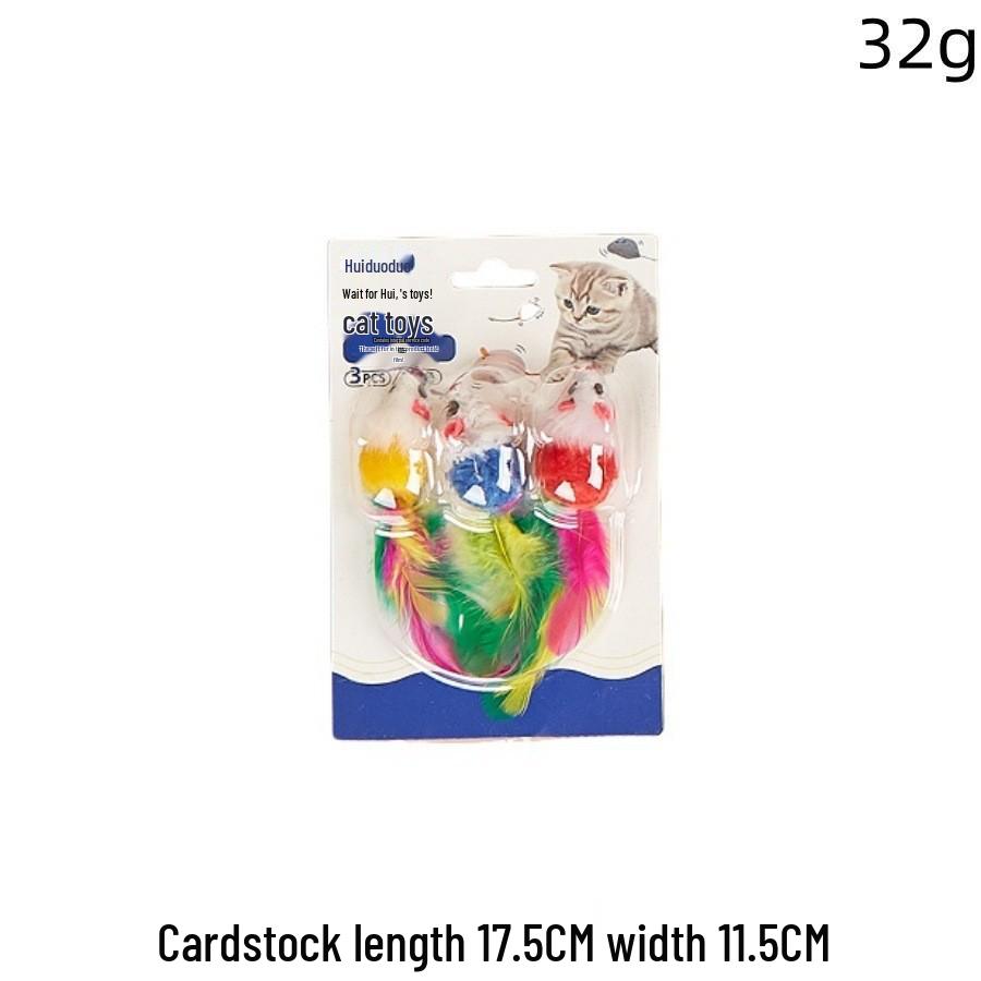 Cat Toy Set: Plush Feather Mouse Molar & Bite-Resistant