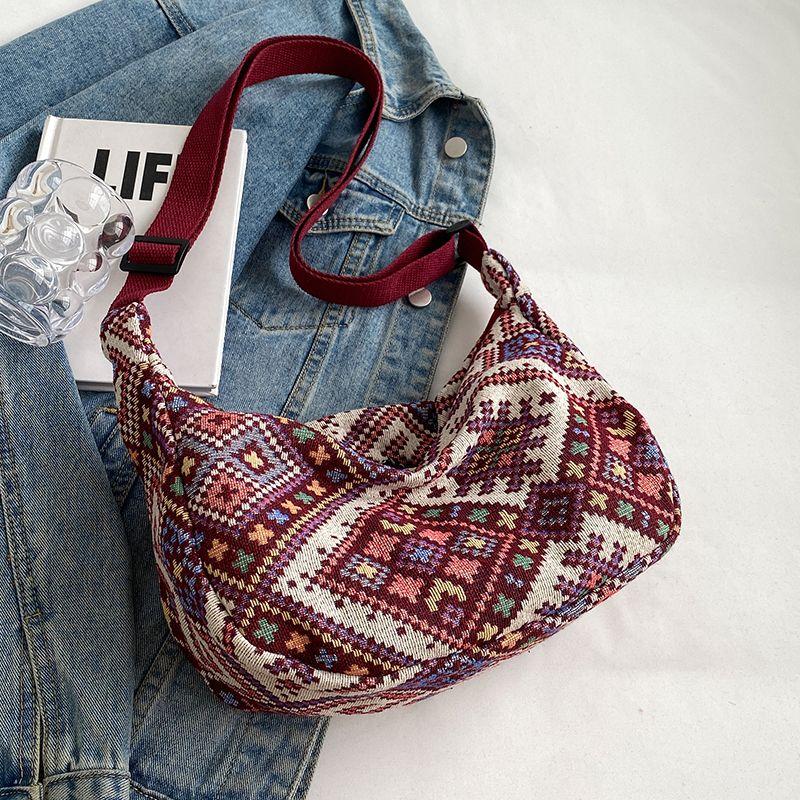 Ethnic-style Canvas Bags for Women Trendy and Fashionable Crossbody Bags for Women Ins-style Niche Dumpling-shaped Bags