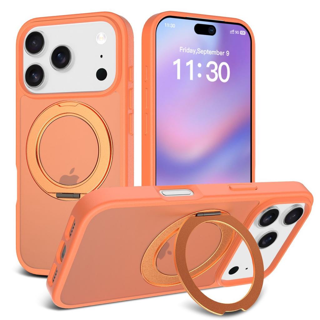 For IPhone17promax Magnetic Frosted Transparent 16plus for Apple Mobile Phone Case with Rotating Invisible Stand