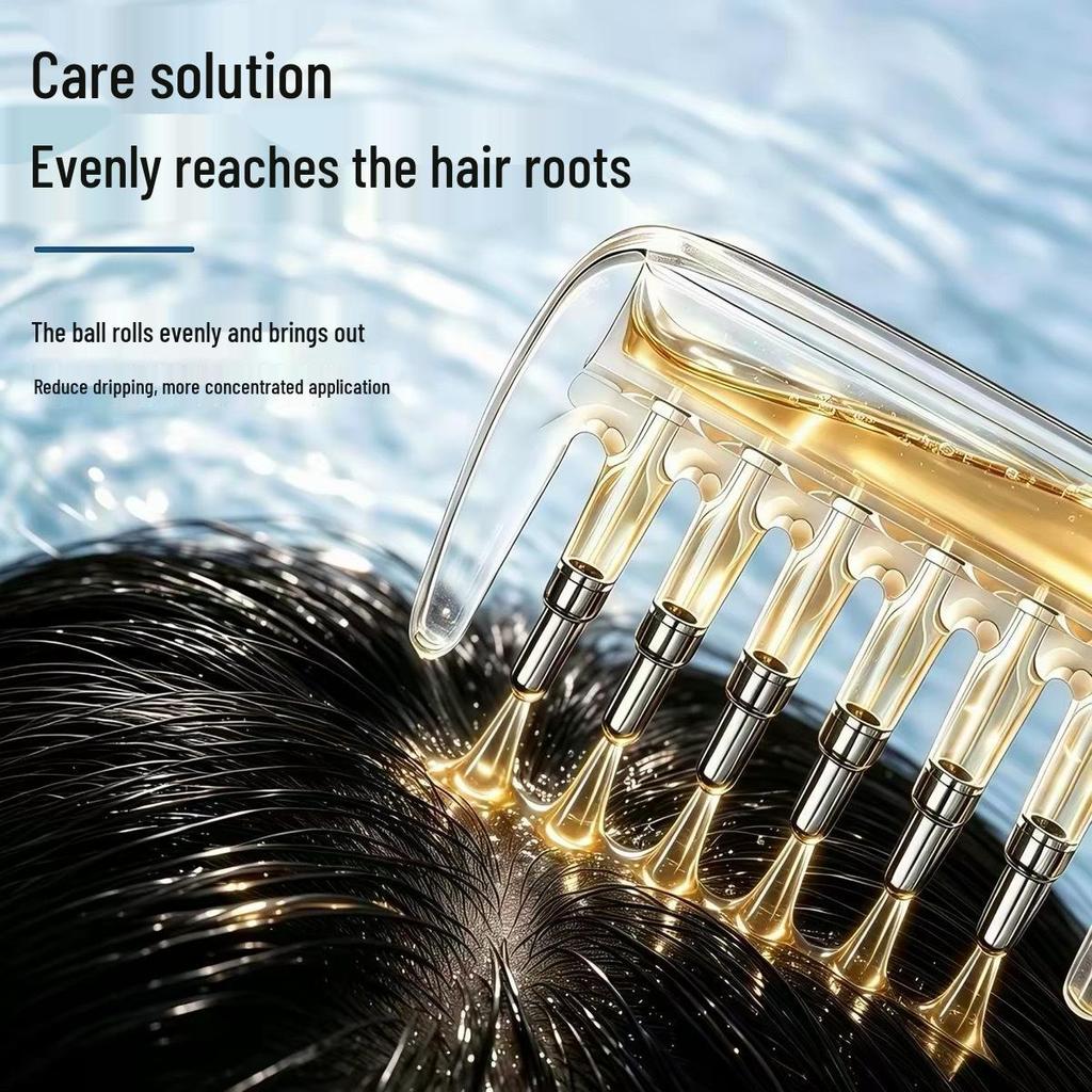 Elastic Scalp Medicine Comb with Liquid Roller Ball for Scalp Care