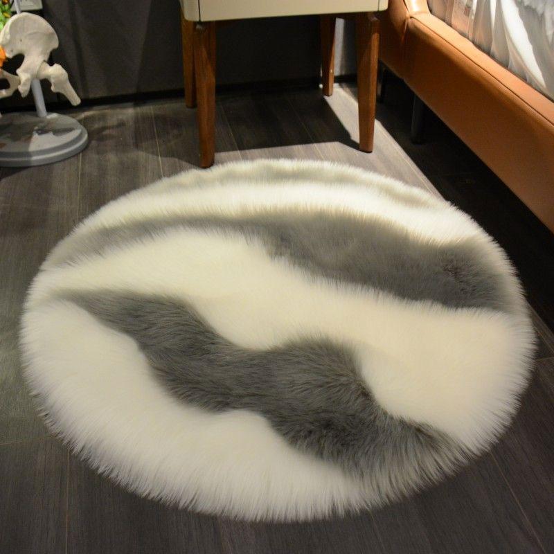 Soft Fluffy Faux Fur Rug Washable Living Room Bedside Shaggy Fur Rugs Plush Small Round Carpets Bedroom Floor Mats