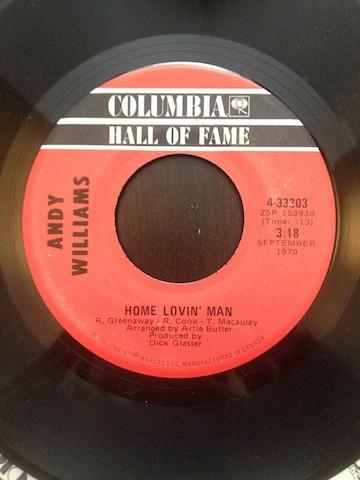 

7inch Record ANDY WILLIAMS - Home Lovin Man / (Where Do I Begin 433203 COLUMBIA Canada Jazz Used