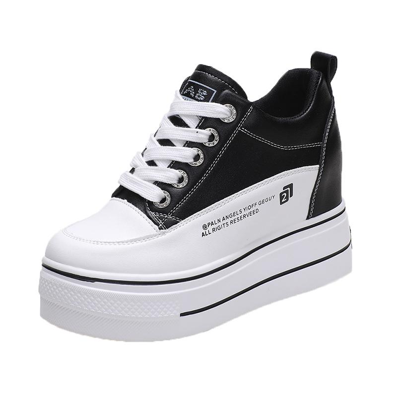 Mode Nouvelles Printemps Automne Blanc Talons Compensés Cachés Chaussures Décontractées Femme Chaussures à Plateforme 8CM Chaussures à Talons Hauts Élévateurs Baskets de Marche Femmes 2025