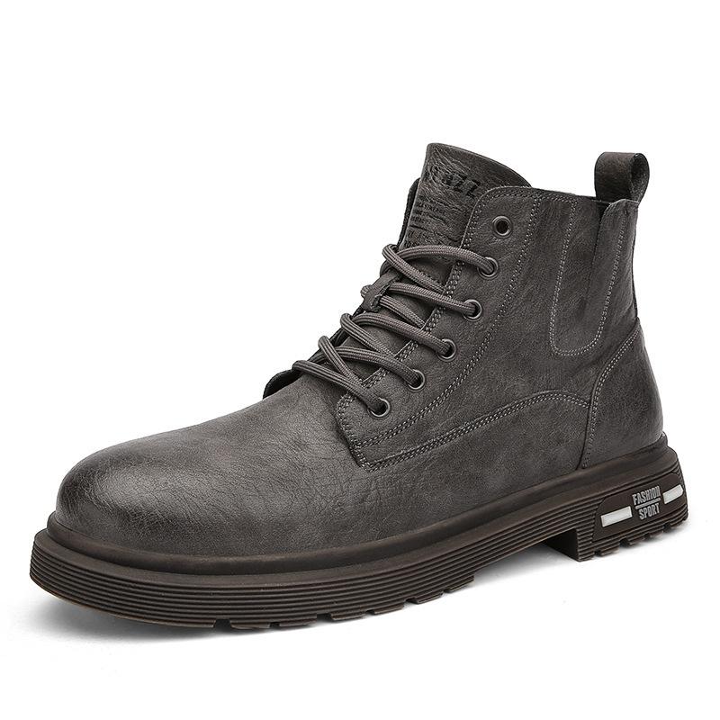 

Осенне-зимние ботинки Мартин из полированной кожи, высокие, на шнуровке, повседневные, спортивные, рабочие, уличные, бархатные, мужские теплые кожаные ботинки 45