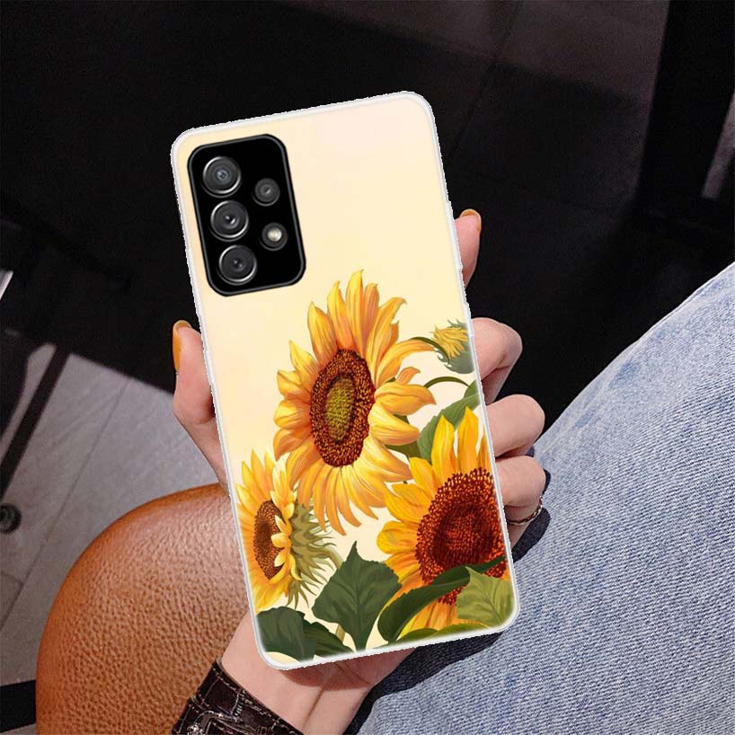 Beauty Yellow Sunflower Print Cover Phone Case For Samsung Galaxy A55 A54 A53 A52 A15 A14 A13 A12 A35 A34 A33 A32 A25 A24 A23 A2