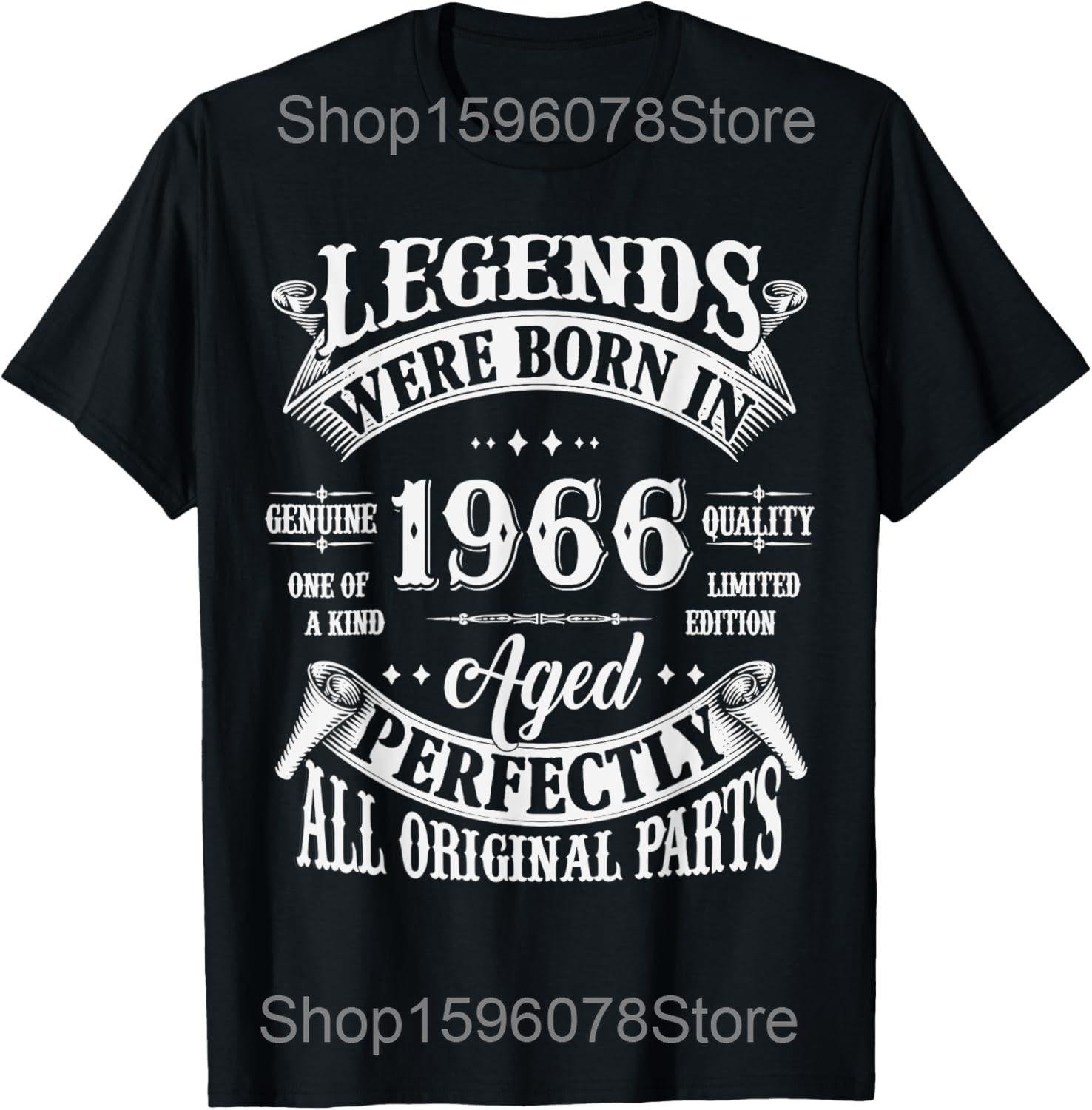 Vintage 1966 59. Geburtstagsgeschenke Männer Frauen 59 Jahre alt T-Shirts Reine Baumwolle T-Shirt Kurzarm Unisex Lockere Kleidung M