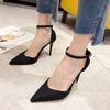 Fine Heel Single Shoes French Strap High Heels Women's 2025 Summer Pure Want Bag Head Sandals Fashion One Word Buckle Sandals