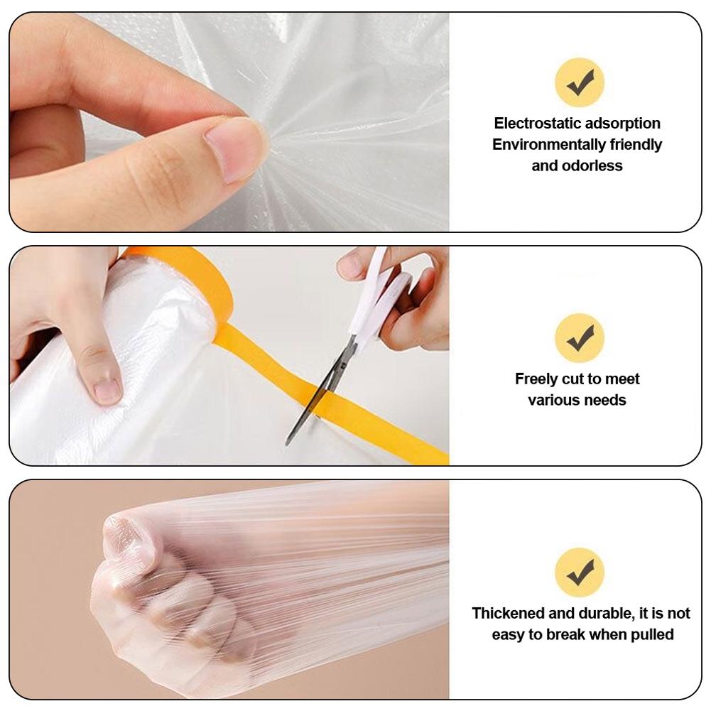 Home Cars and Auto Body Tape and Drape Masking Film Paint Adhesive Protective Film Roll for Covering Skirting Frames