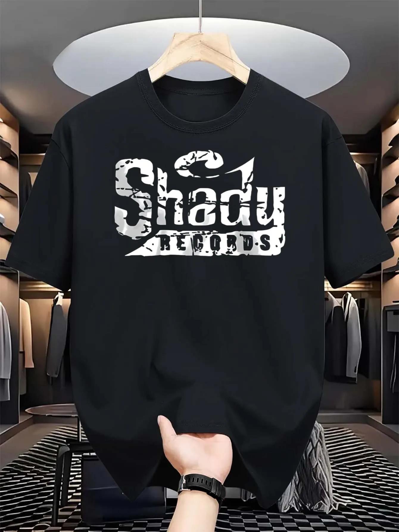 

Футболка с хип-хоп принтом Shady Records, подходит для концертов, спортзалов, активного отдыха - Весна/Лето/Осень, уличный стиль - M... S разноцветный
