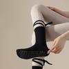 1 Pair Yoga Socks Pure Color Lace-up Elastic Compression Support Yoga Fitness Dance Socks with Silicone Anti-Slip Soles