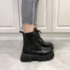 Neue Herbst- und Winter-Bequeme Mittelhohe Damenschuhe Dicksohlige Schnürung Seitenreißverschluss Damenstiefel Große Größe