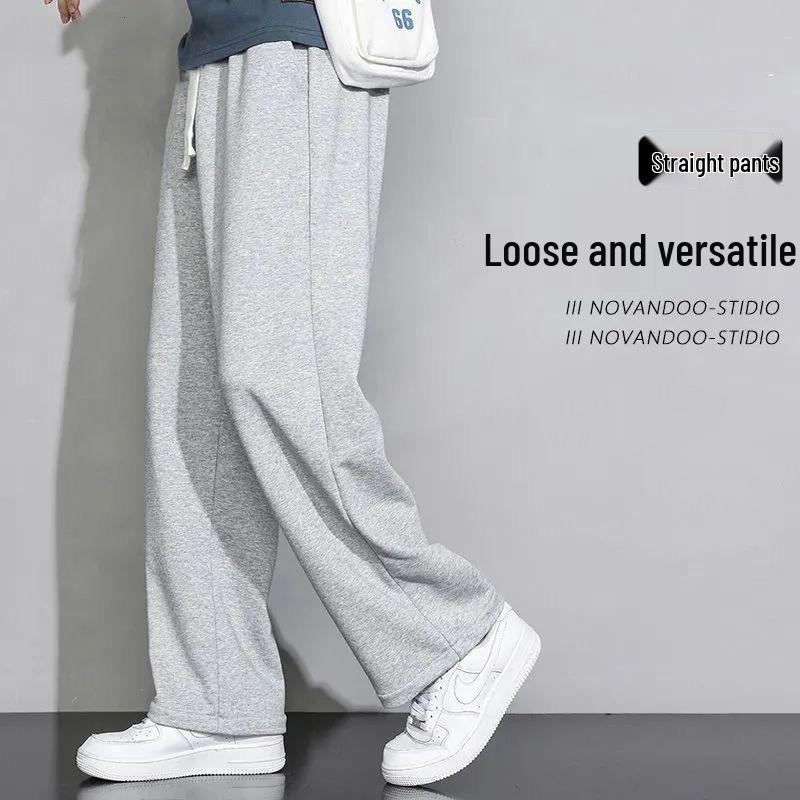 

Мужские серые спортивные штаны прямого кроя свободного покроя 2025 года, широкие повседневные хлопковые для весны/осени 2XL