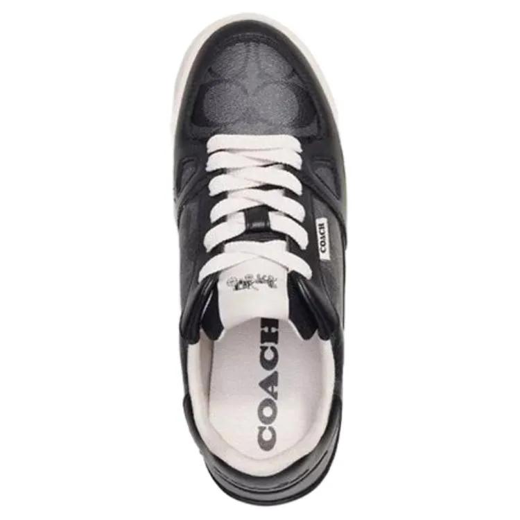 COACH Leather Abrasion Resistant Low top Skateboard Shoes Women's Black (Unisex) Skate Shoes CM691 FBK