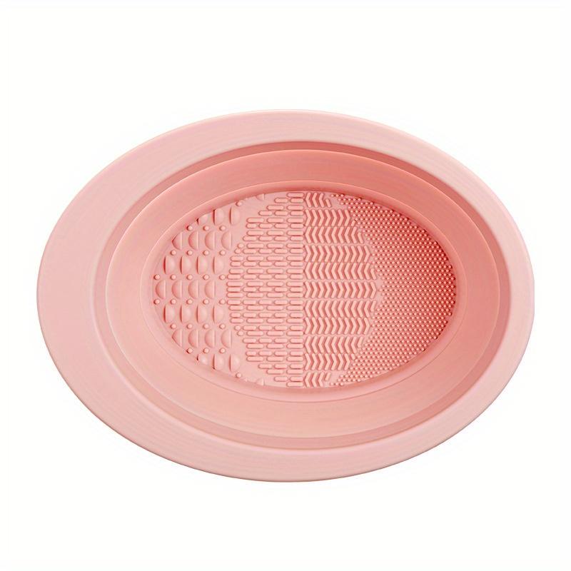 Silicone Folding Makeup Brush Scrub Bowl, Convenient Beauty Egg Cleaning Pad, Powder Puff Cleaning Bowl Tool