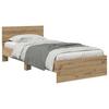 Artisan Oak LED Bed Frame with Headboard 90 x 200 cm Wood Based Material