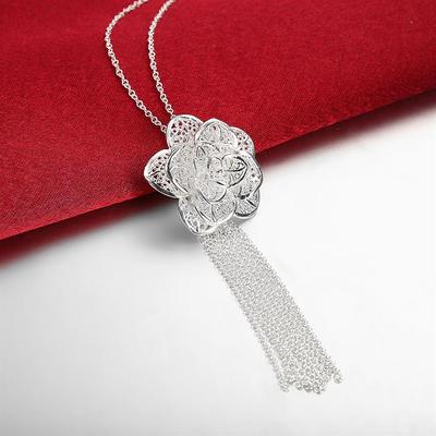 925 Sterling Silver piękne kwiaty naszyjnik dla kobiet luksusowa moda wesele akcesoria biżuteria
